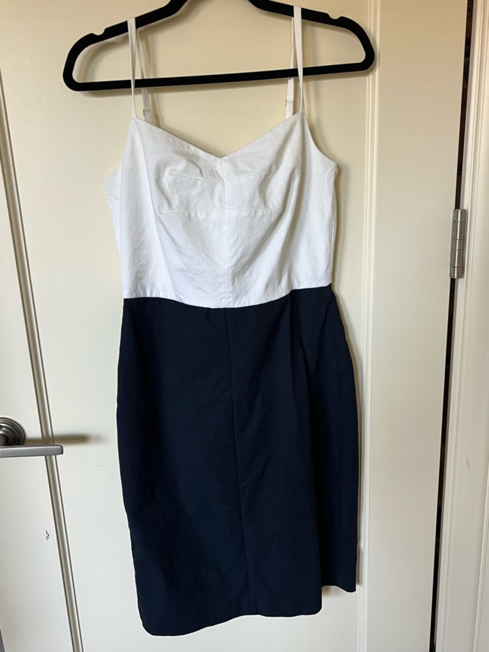 Banana Republic White and Navy Two-Tone Spaghetti Strap Dress